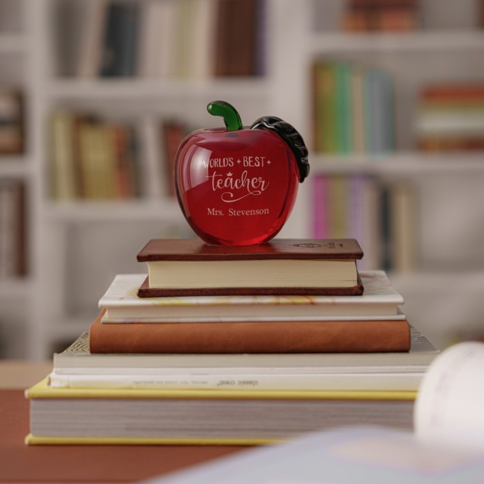 Pre-Designed World's Best Teacher Red Apple